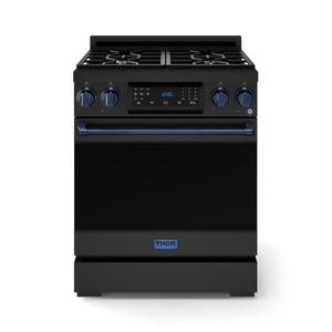 Thor Kitchen Black Stainless Steel Freestanding Liquid Propane Gas Range|Gordon Ramsay Series (4.55 cu.ft.) - RSG30BLP-BLU