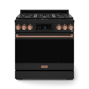 Thor Kitchen Black Stainless Steel Freestanding Professional Gas Range|Gordon Ramsay Series (6 cu.ft.) - RSG36B-RSG