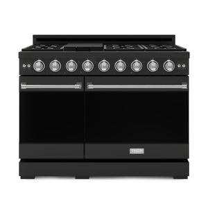 Thor Kitchen Black Stainless Steel Freestanding Professional Double Oven Liquid Propane Gas Range|Gordon Ramsay Series ( cu.ft.) - RSG48EBLP-SS