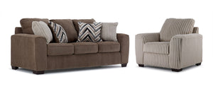 Tuscan Sofa and Chair Set - Brown, Grey