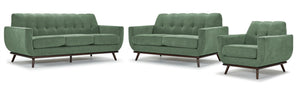 Ziva Sofa, Loveseat and Chair Set - Green