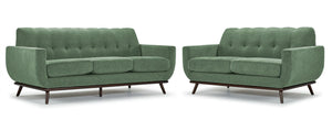 Ziva Sofa and Loveseat Set - Green