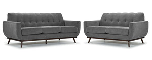 Ziva Sofa and Loveseat Set - Grey