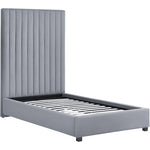 Beavais Velvet Platform Twin Bed - Grey