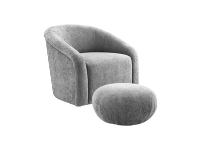 Zonda Velvet Chair/Ottoman Set - Grey