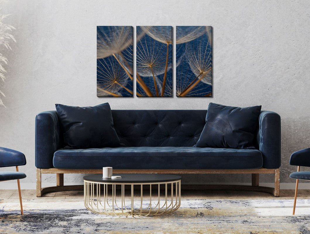 Blue Dandelions Wall Art - Blue - 45 X 30 - Set of 3