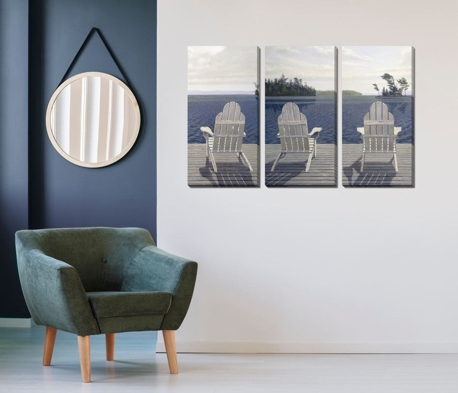 Dock Views Wall Art - Blue/White - 45 X 30 - Set of 3