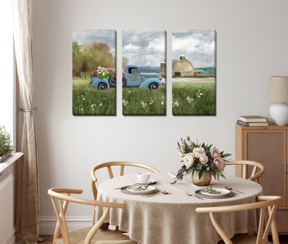 Farmstead Wall Art - Green/Blue - 45 X 30 - Set of 3