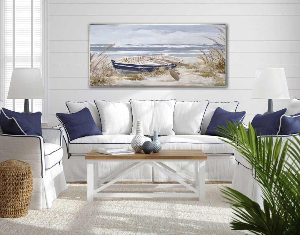 Saturday Afternoon Wall Art - Blue/White - 56 X 29