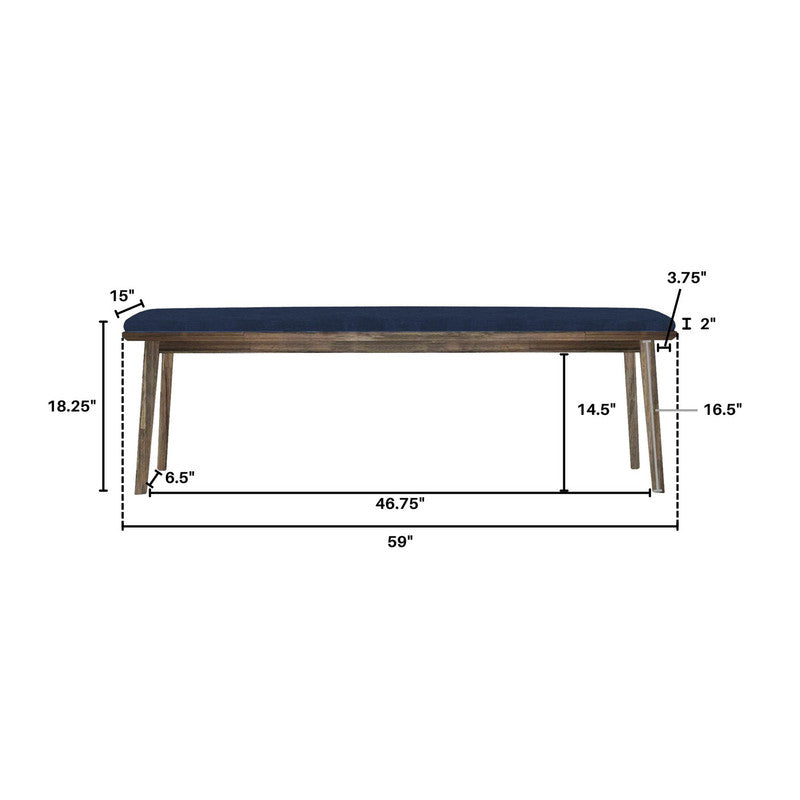 Borgergade Bench - Blue/Chestnut