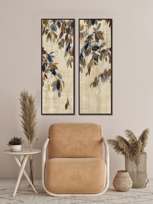 Falling Leaves II Wall Art - Copper/Blue - 17 X 49