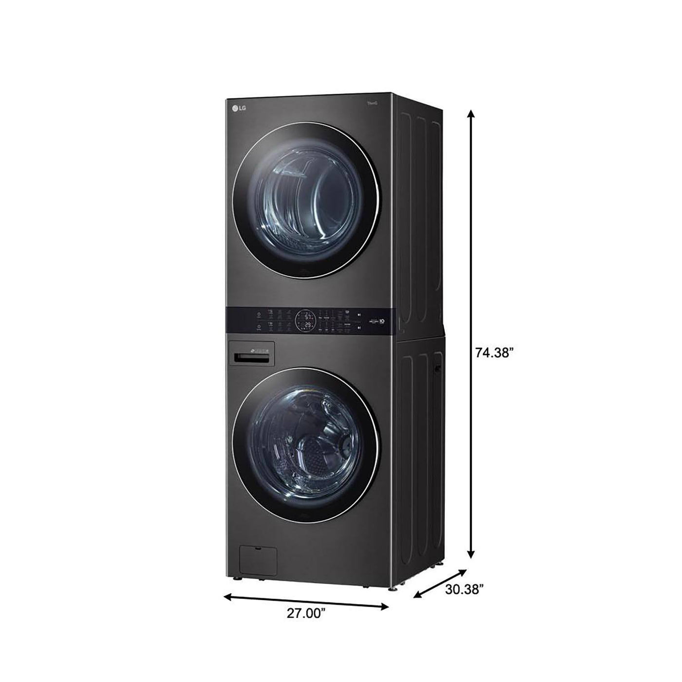 LG Black Stainless Steel Wash Tower™ 5.2 Cu. Ft. Front Load Washer and 7.4 Cu. Ft. Gas Dryer - WKGX201HBA