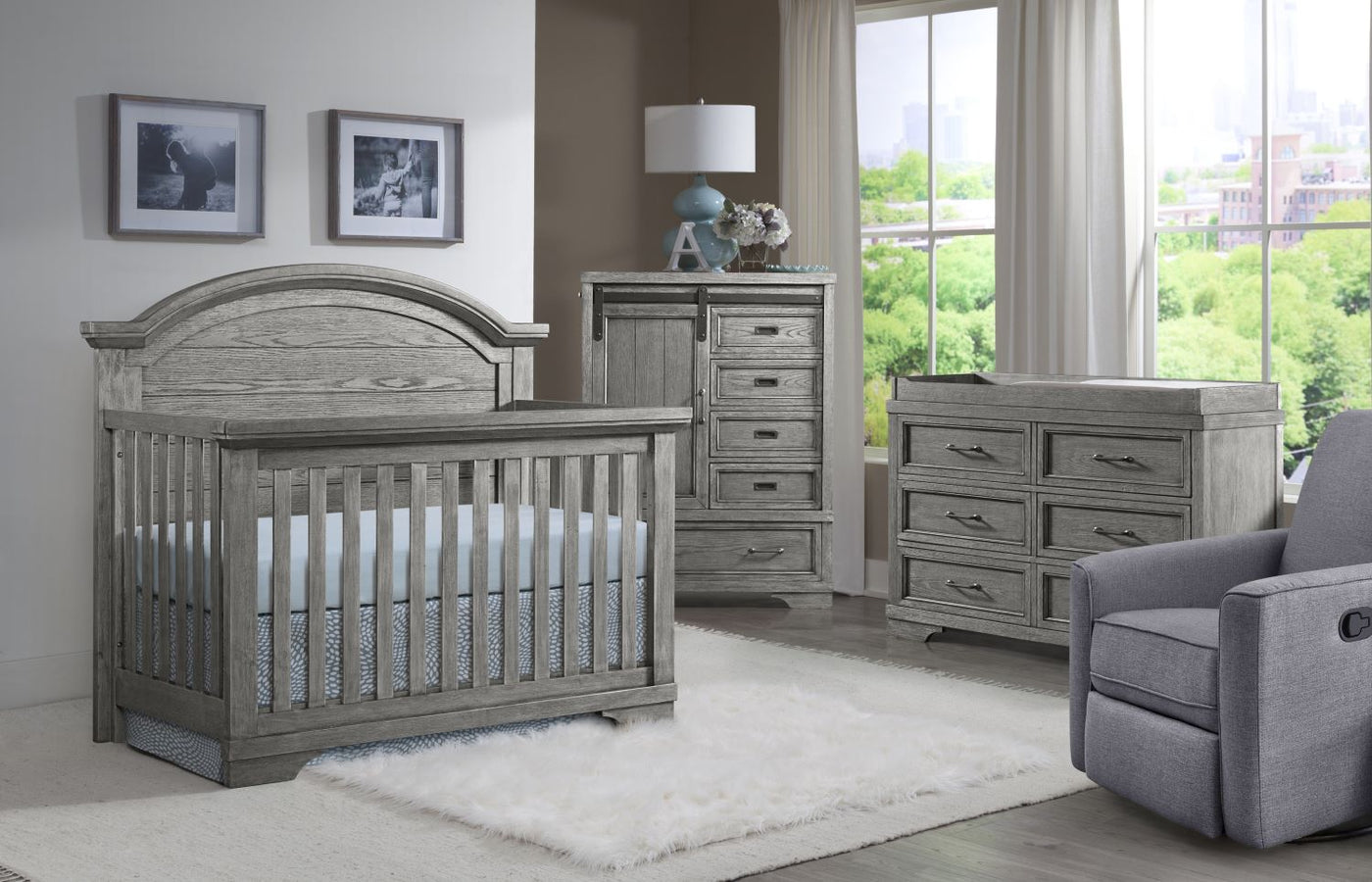 Foundry Arch Top Convertible Crib - Brushed Pewter