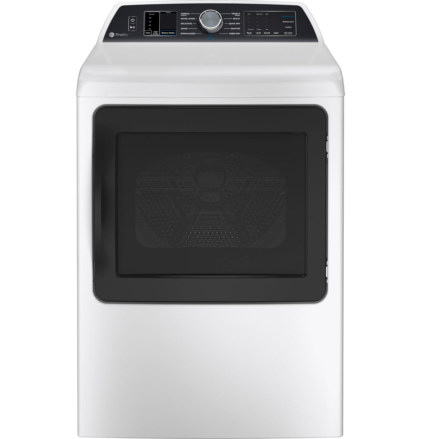 GE Profile White Electric Dryer with Sanitize Cycle (7.4 Cu. Ft) - PTD70EBMTWS