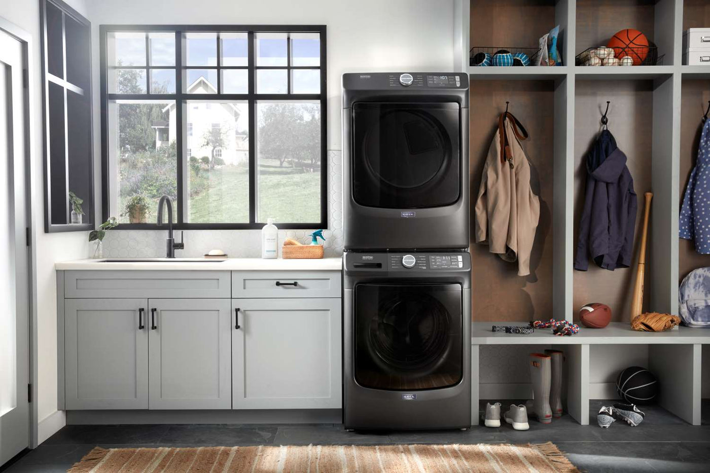 Maytag Volcano Black Front-Load Washer (5.2 cu. ft.) & Gas Dryer (7.3 cu. ft.) - MHW5630MBK/MGD5630MBK