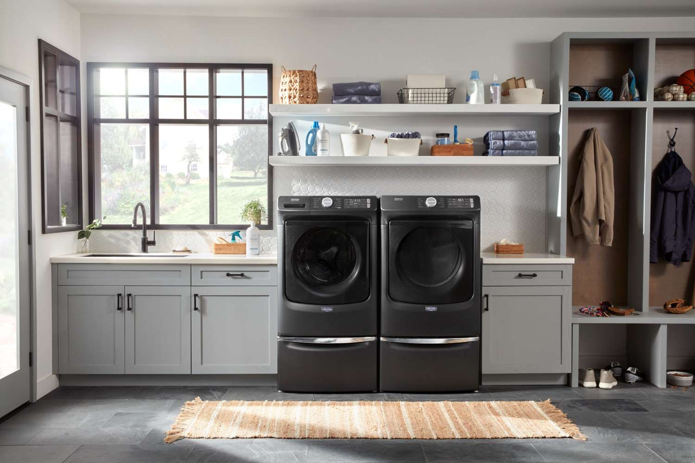 Maytag Volcano Black Front-Load Washer (5.2 cu. ft.) & Gas Dryer (7.3 cu. ft.) - MHW5630MBK/MGD5630MBK