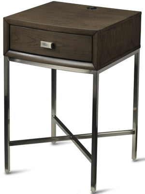 Aberdeen 1-Drawer Night Stand with Metal Base - Barista Oak