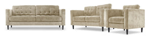 Anthena Sofa, Loveseat and Chair Set - Taupe