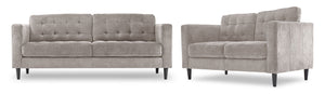 Anthena Sofa and Loveseat Set - Light Grey