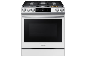 Samsung White Glass Gas Slide-In Range with Air Fry (6.0 cu.ft.) - NX60BB871112/AA