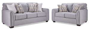 Julie Sofa and Loveseat Set - Grey