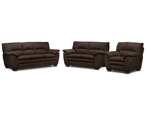 Kelleher Sofa, Loveseat and Chair Set - Walnut