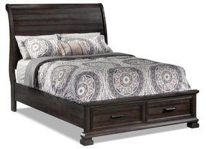 Camelot 3-Piece Queen Storage Bed - Weathered Dark Brown