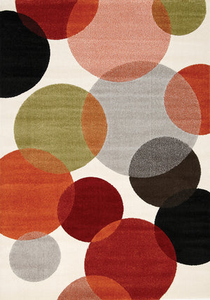 Bubbles 5' X 8' Area Rug - Cream and Red