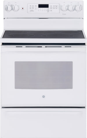 GE White Freestanding Electric Convection Range (5.0 Cu. Ft.) - JCB840DKWW