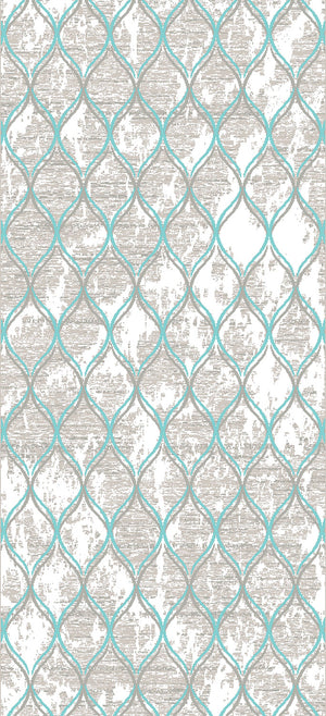 Trellis 8' x 11' Area Rug - Aqua Blue and Grey