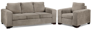 Fava Sofa and Chair Set - Pewter